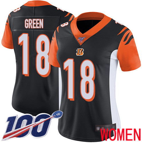 Cincinnati Bengals Limited Black Women A J  Green Home Jersey NFL Footballl #18 100th Season Vapor Untouchable->women nfl jersey->Women Jersey